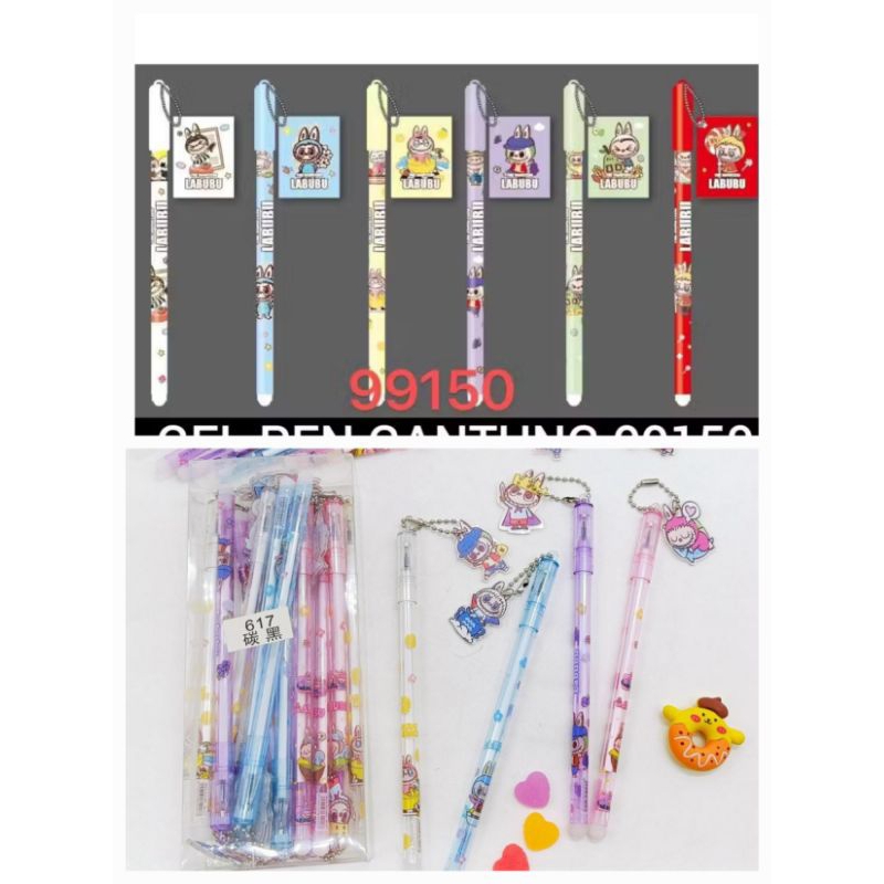 

[1 Lusin/ 12 Pcs] Pulpen Bolpen Gel Pen Labubu Gantungan Notes Book 99150 gantungan rantai boneka 617