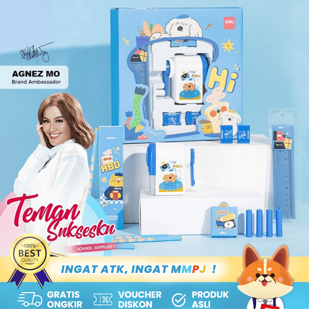 

Deli Set Alat Tulis Kado 5 in 1 - Stationary Gift Set Pink/Biru VG52