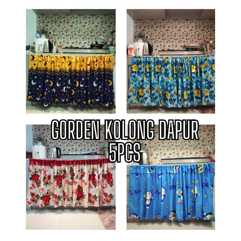 Gorden Kolong dapur Hordeng karakter Lucu 5pcs