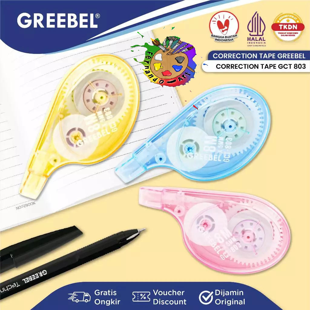 

GREEBEL Correction Tape GCT-803 Pastel Lucu / Tip Ex Kertas Roll Pita Koreksi Pulpen