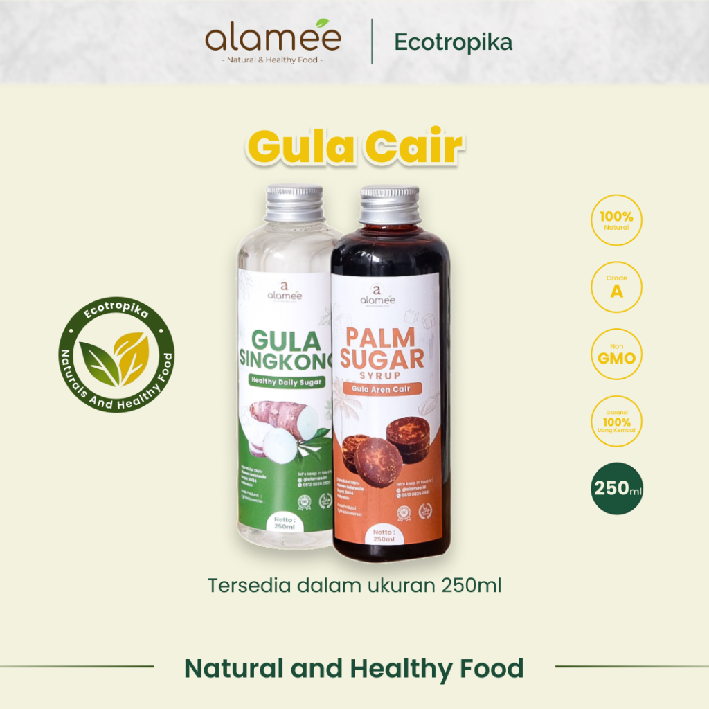 

Gula Aren Cair Singkong Ketela Palm Sugar Syrup Organic Organik Pure Murni Sirup Pemanis Alami 250Ml