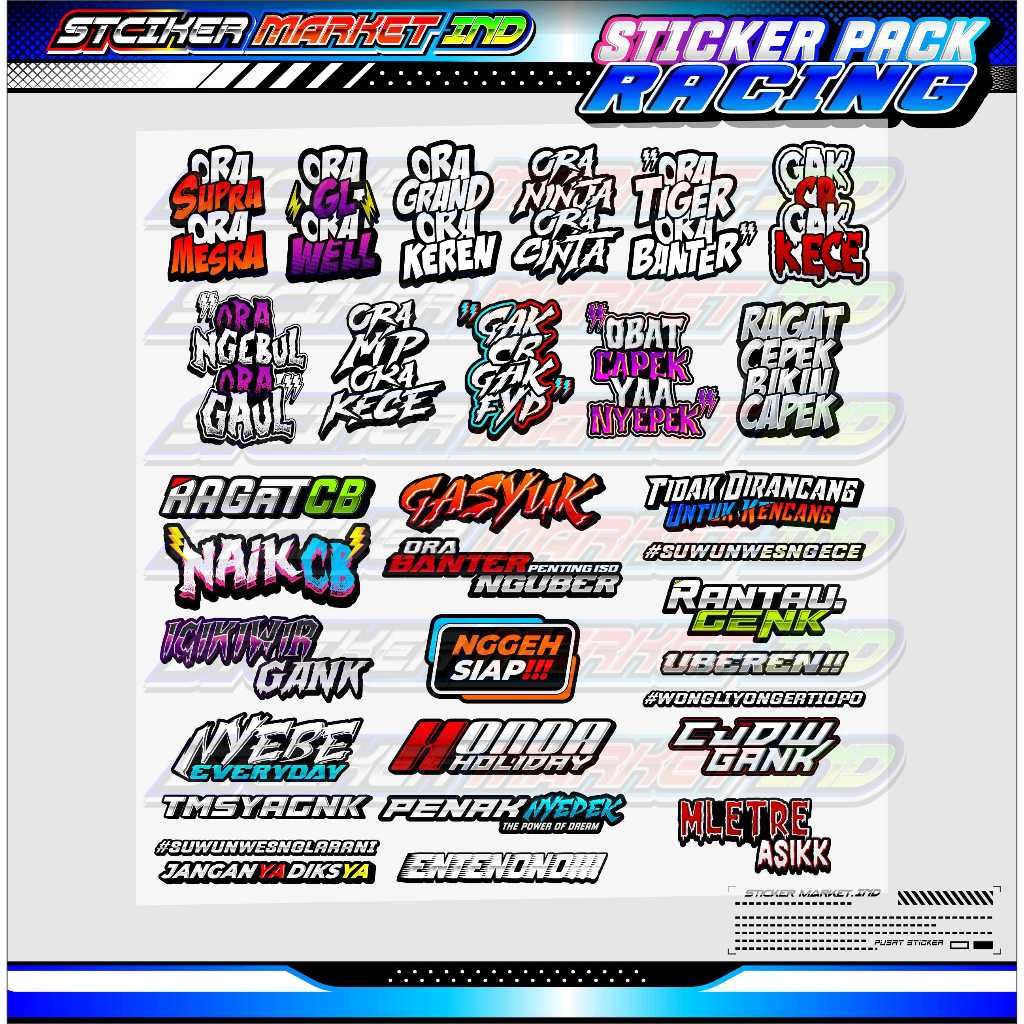 

STICKER PACK KATA KATA VIRAL "RACING" / STICKER KATA KATA TERBARU / STICKER HELM / STICKER TUMBLER / STICKER PACK MOTOR