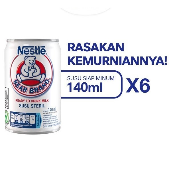 

Susu Bear Brand White 140ml x 6pcs susu sapi steril