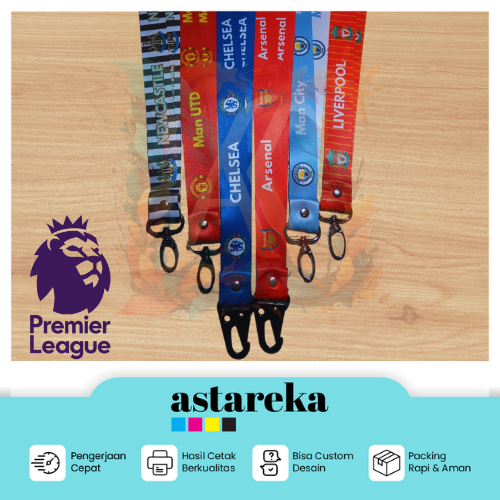 

Tali Lanyard Premium ID Card Lebar 2.5cm Full color cetak 2 sisi club sepakbola liga inggris man city arsenal MU manchester united chelsea liverpool newcastile