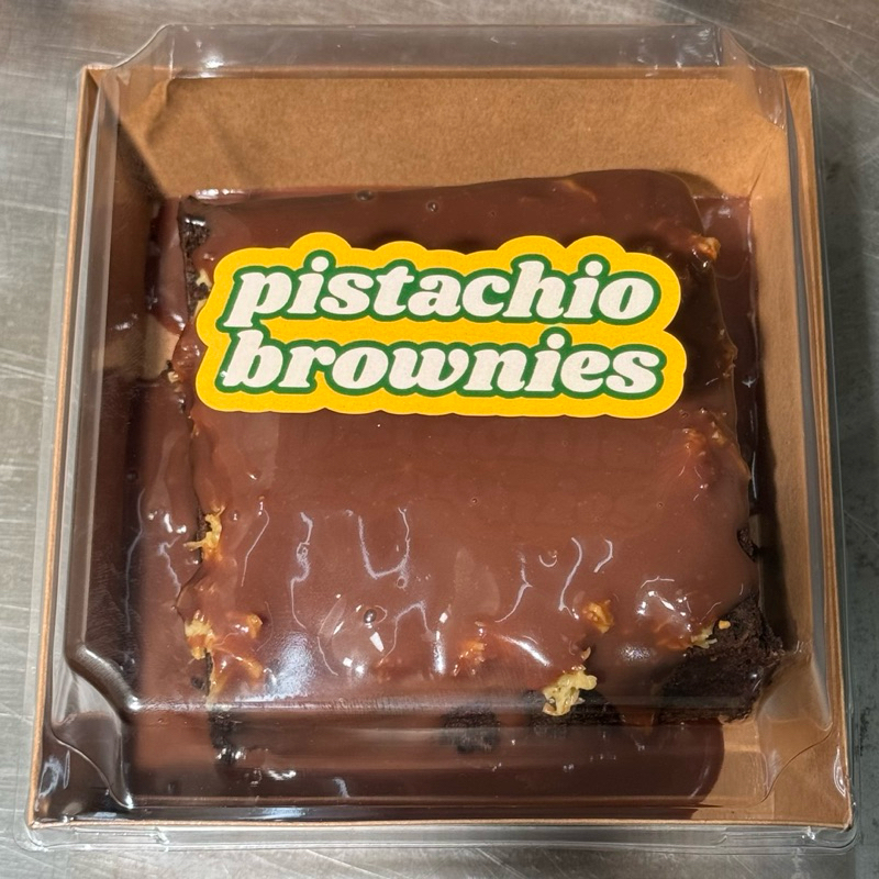 

Floating Pista-kunafa brownies with milk callebaut spread