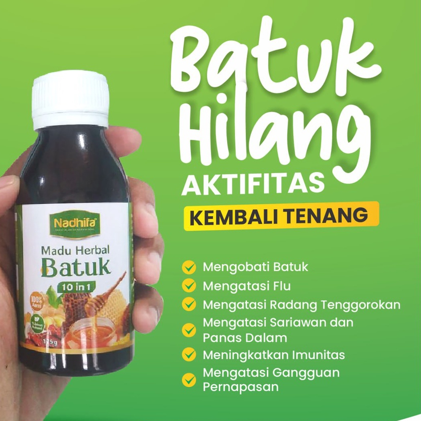 

PROMO Madu Flu dan Batuk Nadhifa 10 in 1 | Madu Herbal Spesial Flu Batuk 175gr