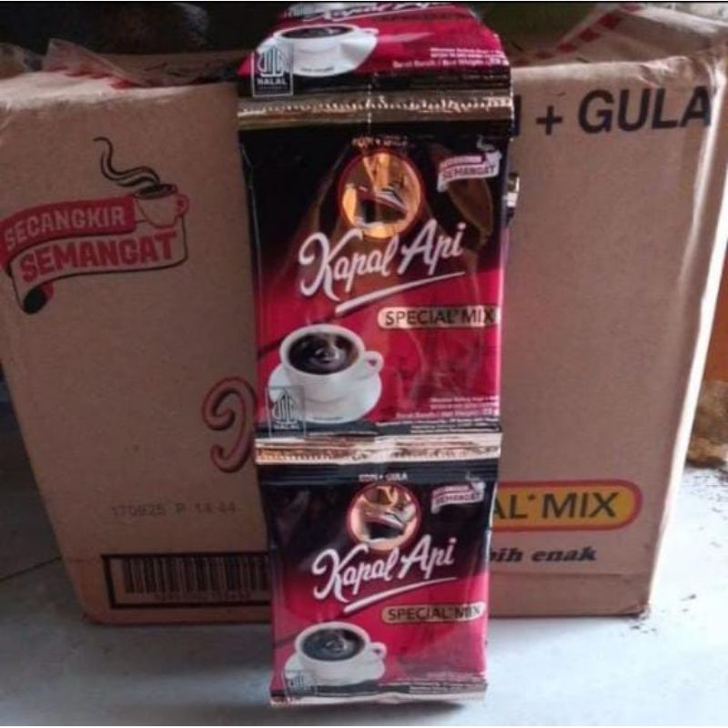 

Kopi kapal api mix kopi+ gula 23gr 1 dus 12 renceng x10 bungkusx23 gr