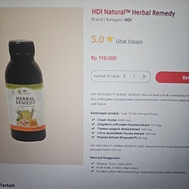 

HDI NATURALS HERBAL REMEDY (ED 2027)