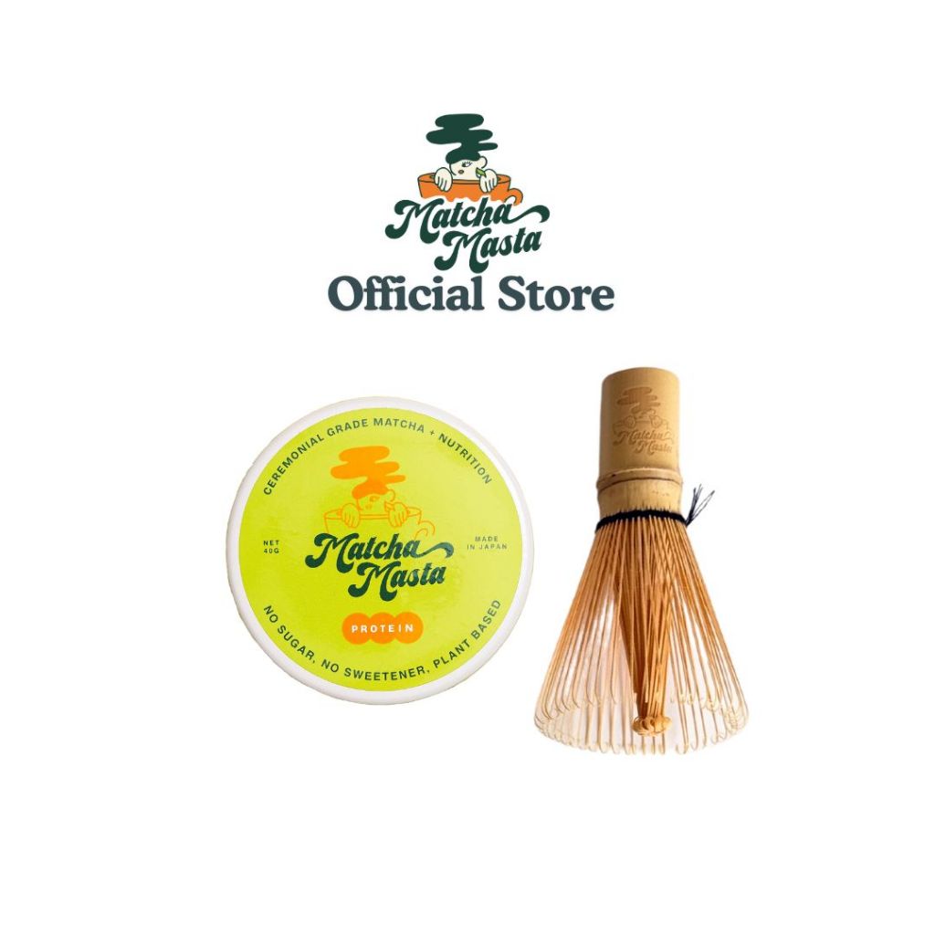 

Matcha Masta 2 Piece Set Bundle (Uji Ceremonial Grade Matcha + Protein, Bamboo Whisk)