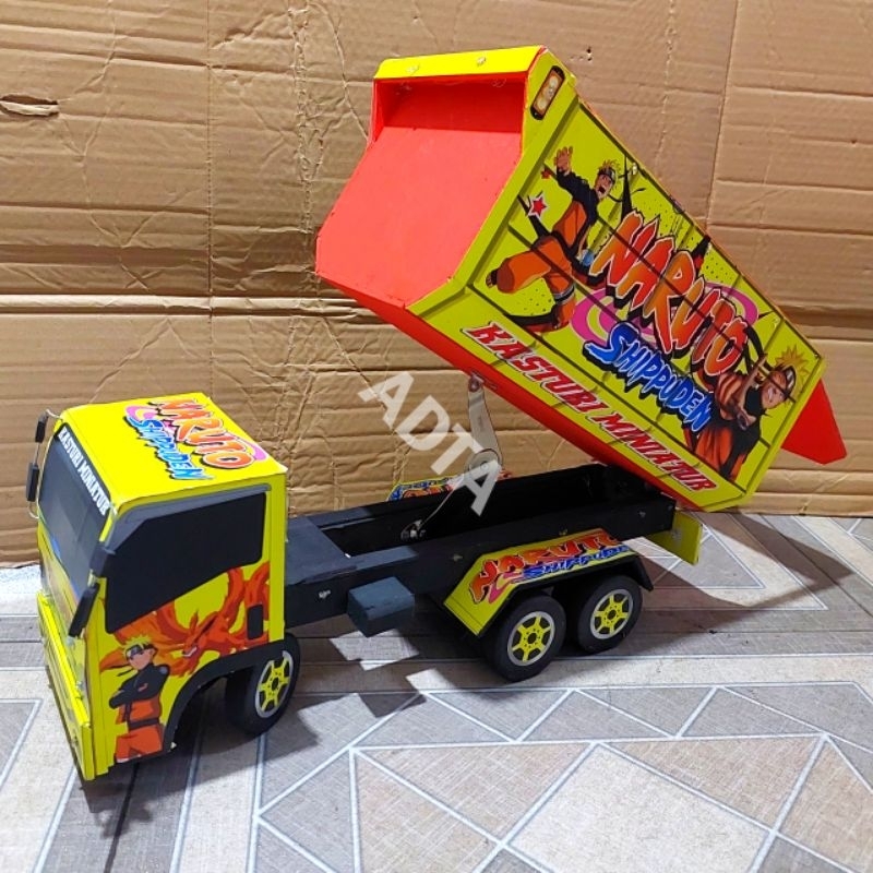 Miniatur Truk Oleng Dump Besar 12 Roda Bak Naik Turun Nyala Lampu