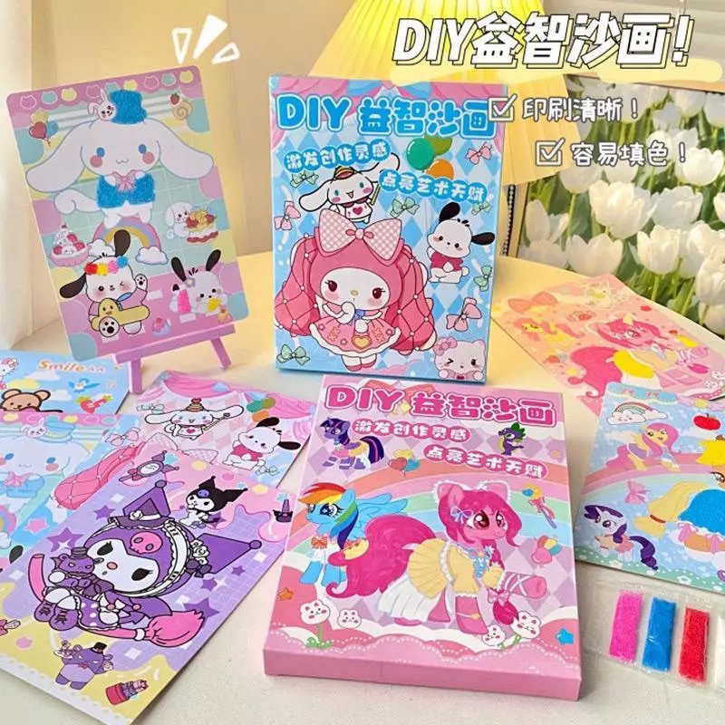

LRMS Mainan Edukasi Anak /Seni Mewarnai Lukisan Pasir Tempel / Sand Painting Sanrio Unicorn