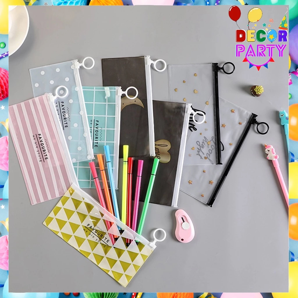 

Tempat Pensil Pulpen Transparan Ziplock Karakter Serbaguna Pouch Zip Lock Penyimpanan Kosmetik