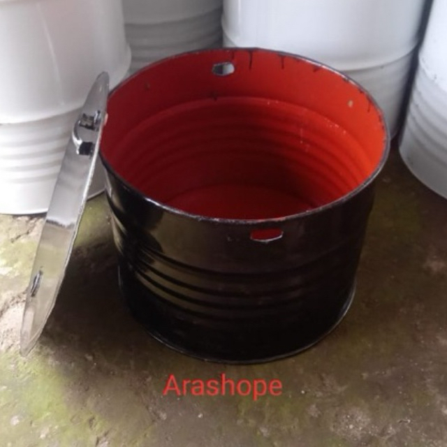 tong sampah besi 100 liter bahan tebal/tempat bakar sampah/pot bunga/drum besi