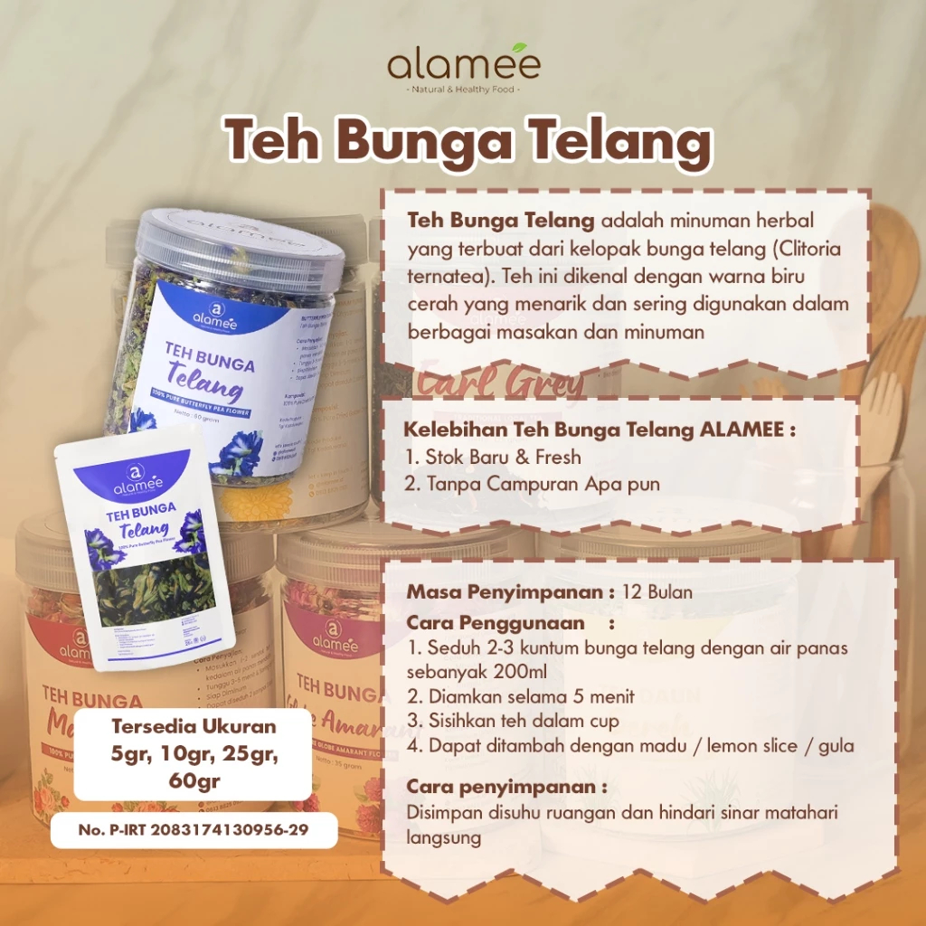 

ALAMEE Teh Bunga Telang Butterfly Pea Tea Kering Organik Herbal Dried Flower 25 gram