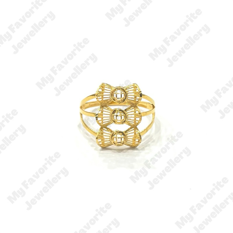 Cincin Susun Tiga Pita Uk16 EMAS ASLI Kadar 700 dan 875