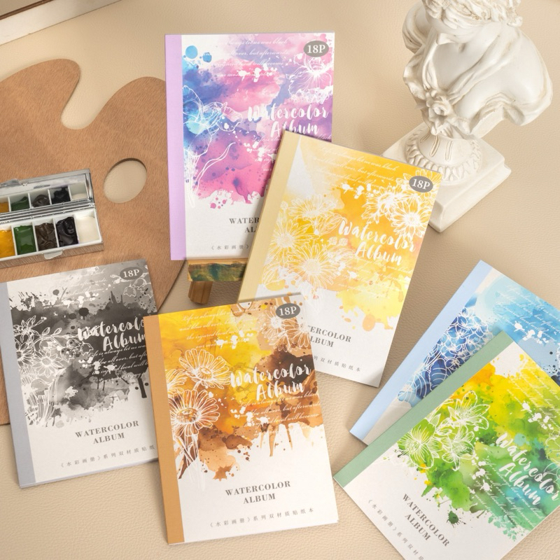 

(5AD) sticker book buku washi + pet transparan motif ink spot water splash drop air tinta cairan watercolor
