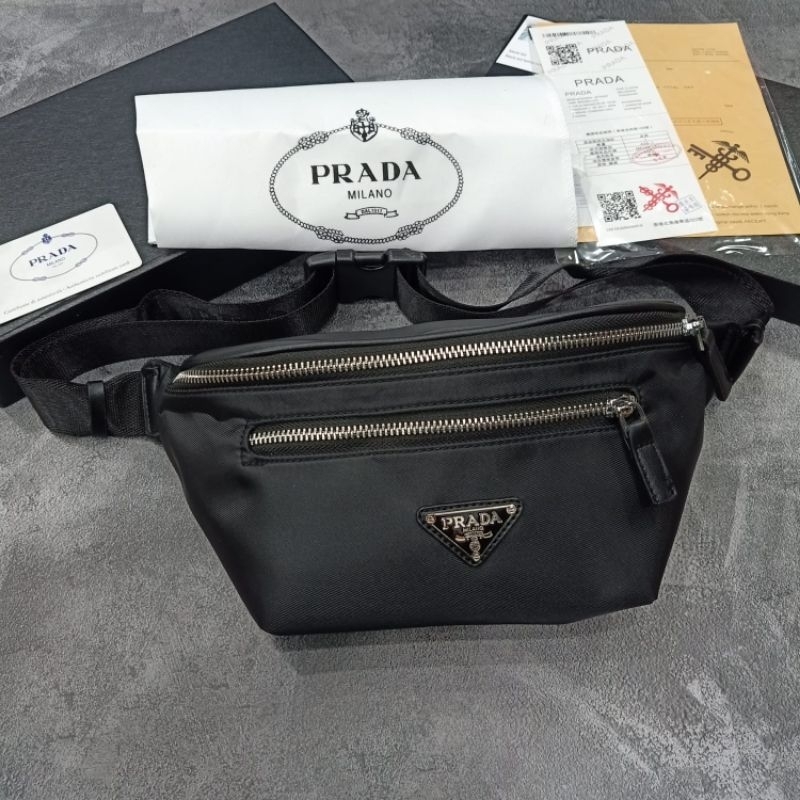 Tas pinggang Nylon Prada black belt bag Tas pinggang unisex