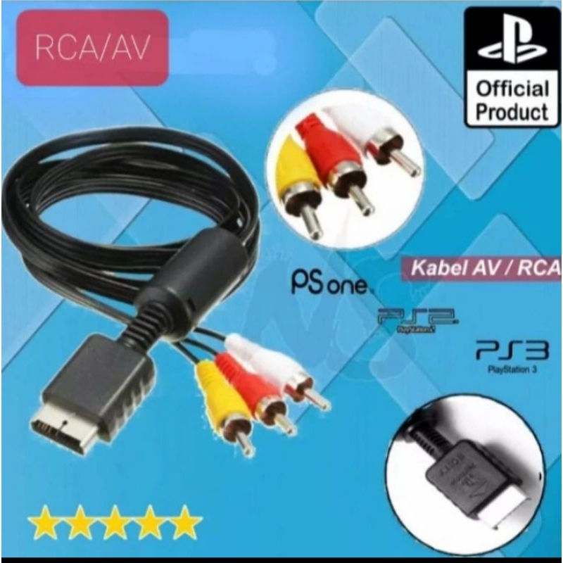 SONY Kabel AV Colokan ke TV untuk PS1 PS2 PS3 Kabel RCA Original