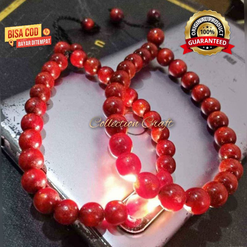 GELANG YUSER TALI ARUS MERAH DELIMA ASLI SERUTAN 10MM ORIGINAL 100%