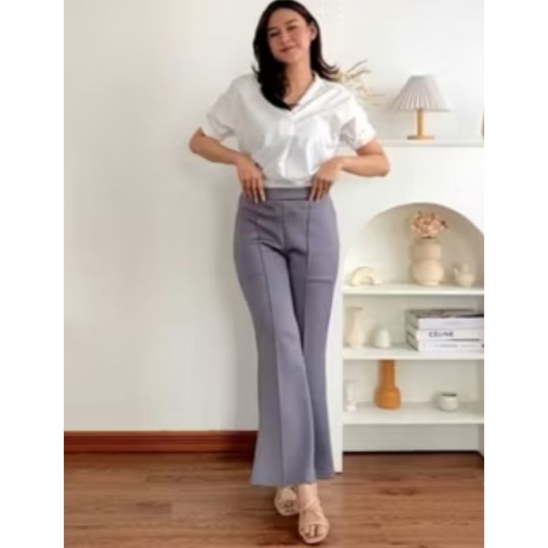 CELANA CUTBRAY ~ Kulot haightwaist wanita bahan scuba - Kulot Cutbray - Celana Cutbray Kain Scuba - 