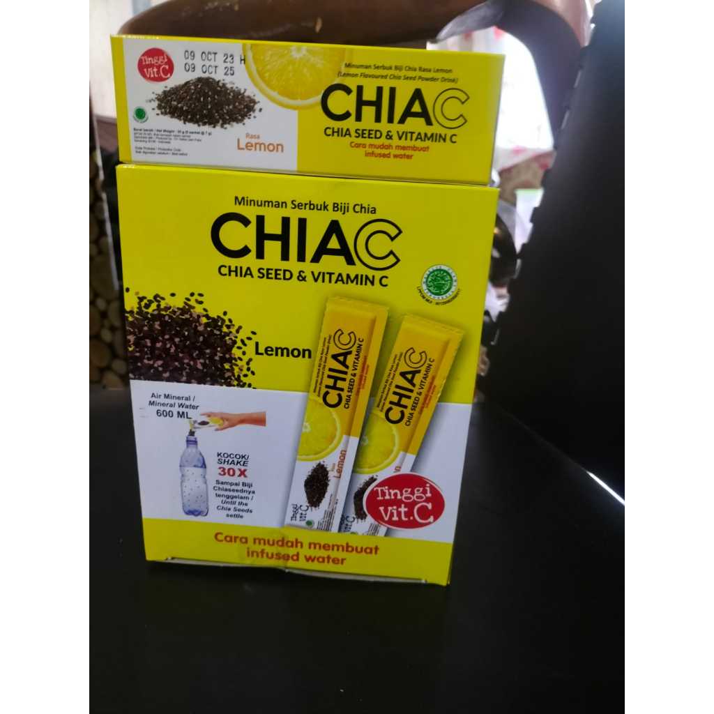 

ChiaC Chia Seed + Vitamin C Serbuk Biji Chia Rasa Lemon Membuat Infused Water 1 Pak Isi 5 Bungkus