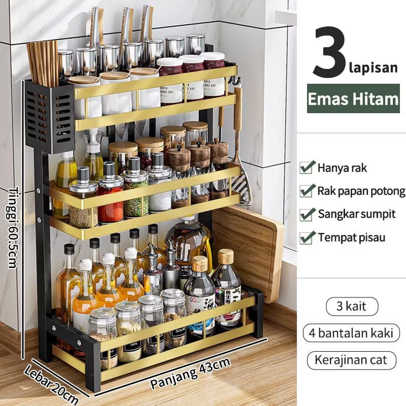 (10PER) Rak Bumbu Dapur Gold Serbaguna