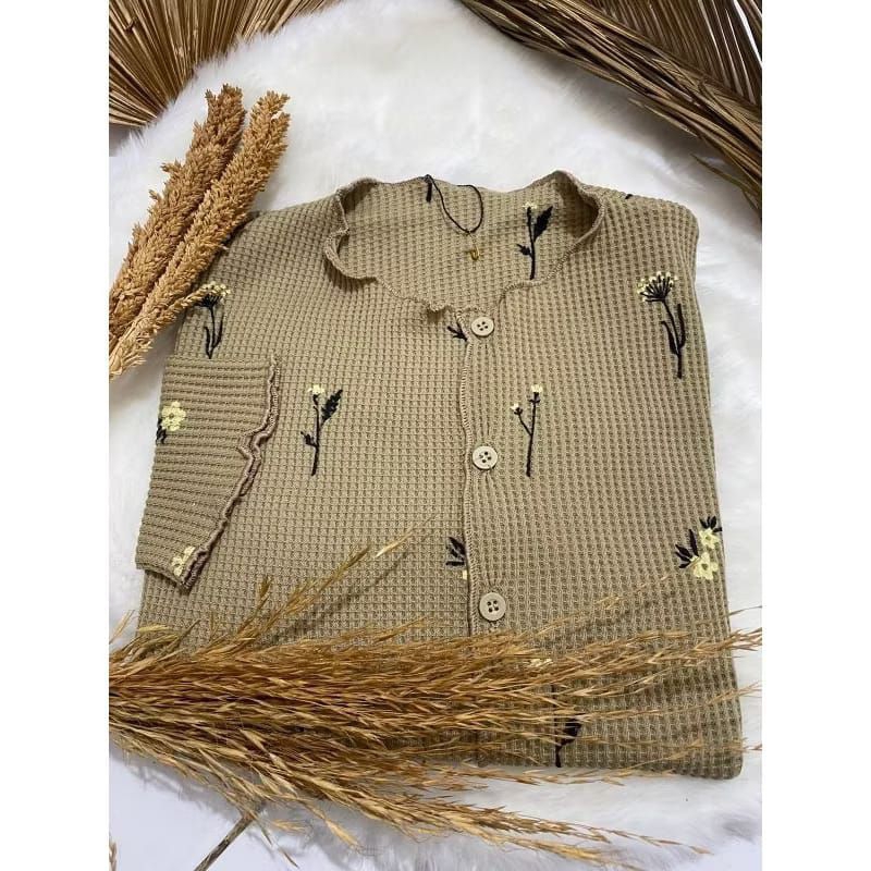 Cardigan Motif Waffle / Cardigan Motif Korean Style / Cardigan Waffle