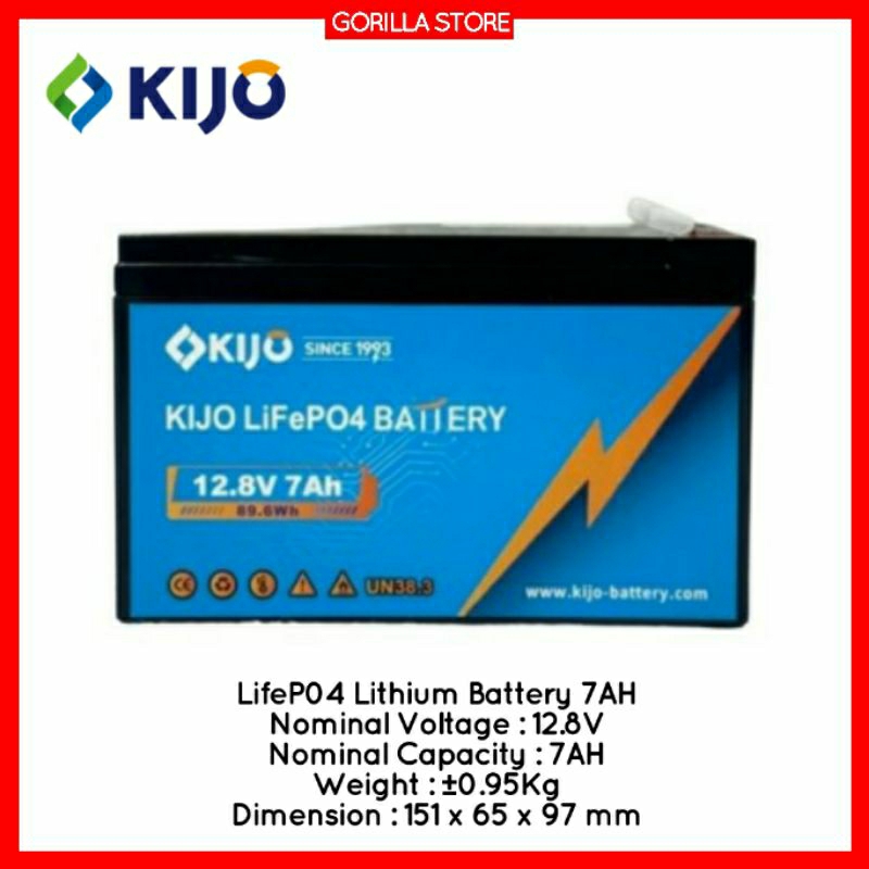 Baterai Aki Lithium KIJO 12.8V 7AH