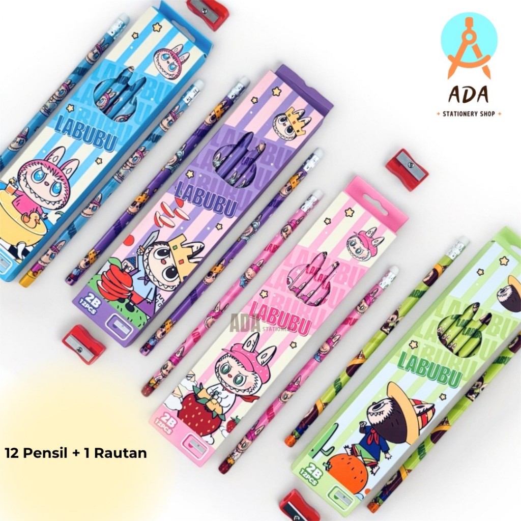 

(12 PENSIL+1 RAUTAN) Pensil 2B GAMBAR + rautan/ PENSIL LABUBU/ 3661-3698/ pensil kayu kuromi/melody