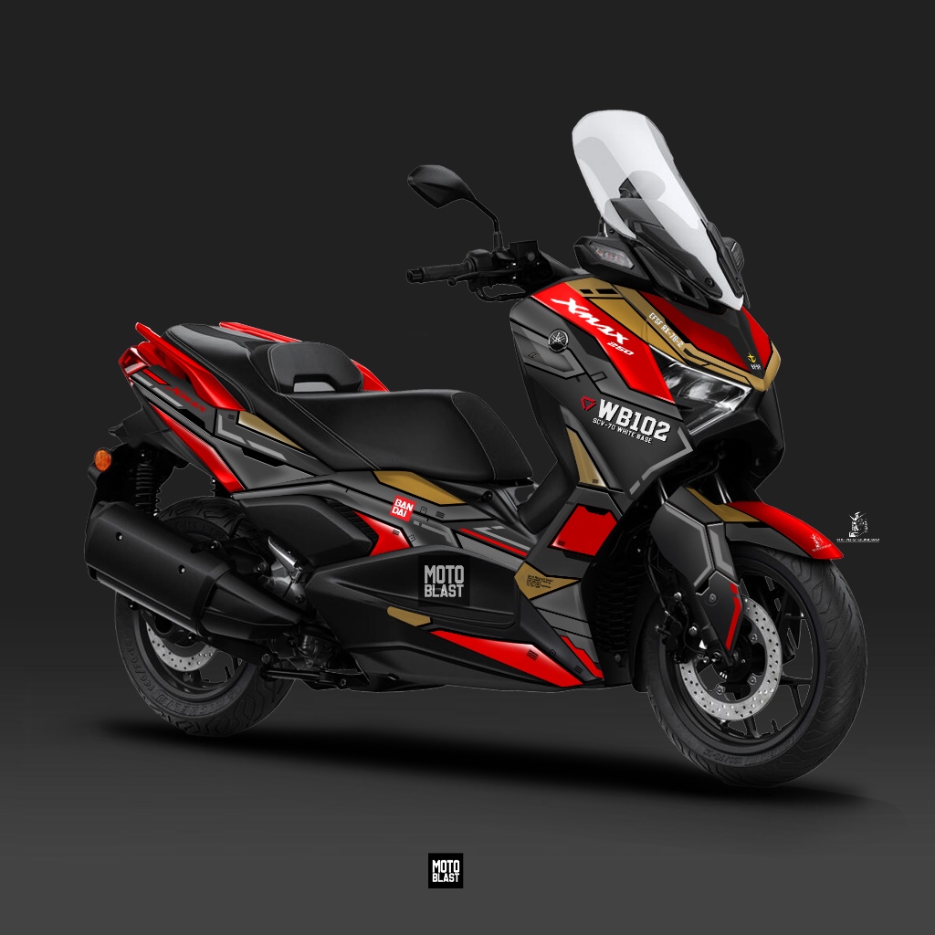 Decal Sticker Yamaha XMAX Connected Livery Black Gandam Full Body Motoblast