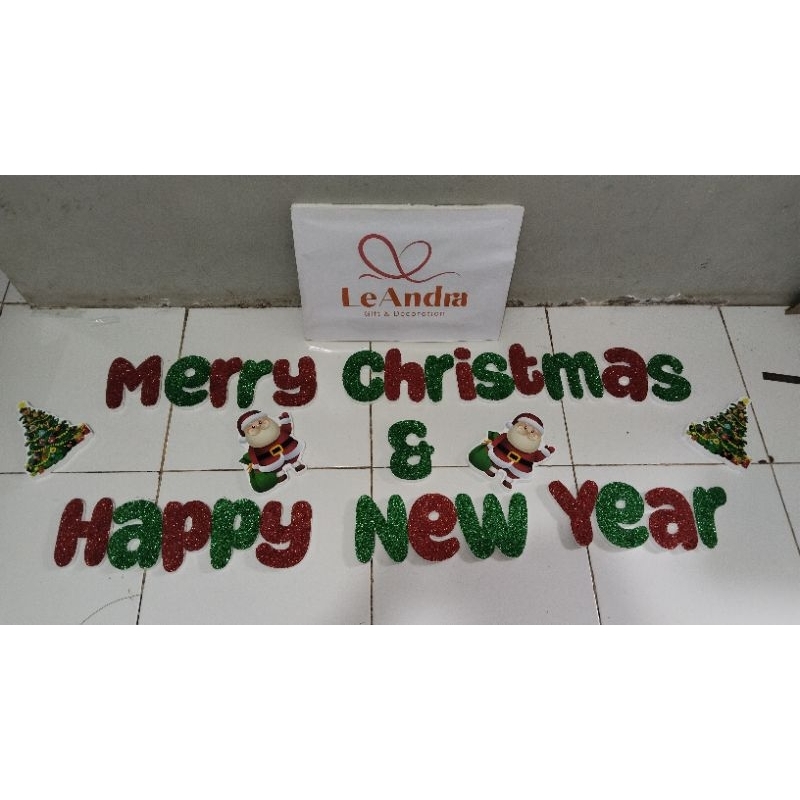 Set dekorasi Styrofoam Merry Christmas and Happy New Year