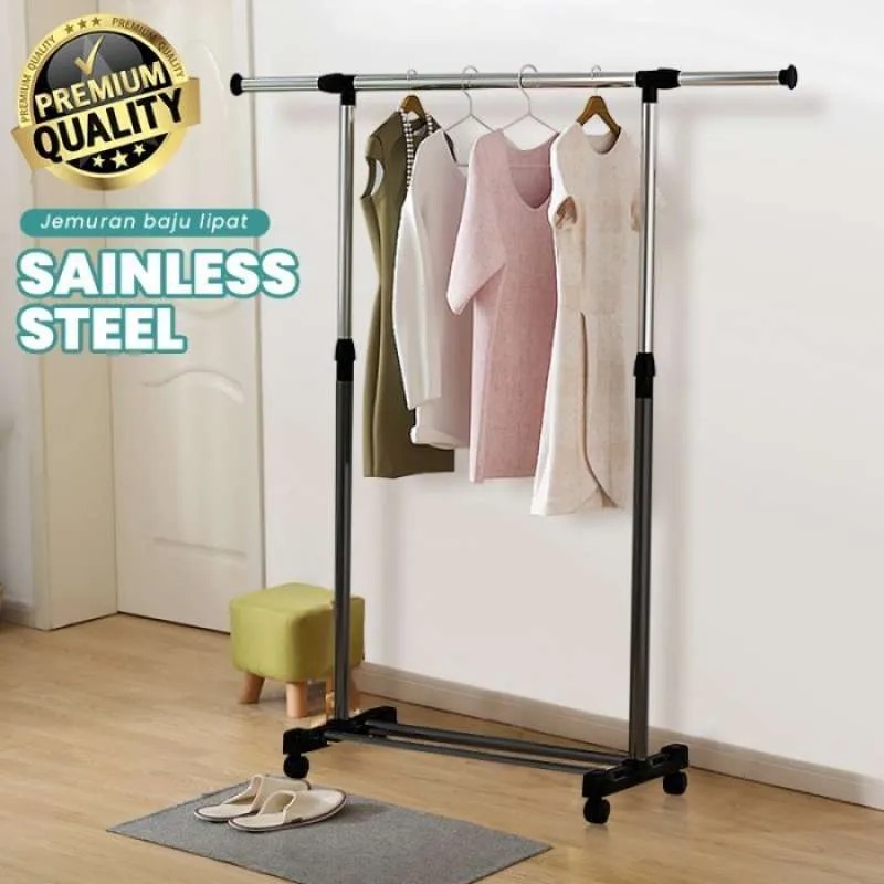 Stand Hanger Gantungan Baju Dengan 4 Roda Stand Hanger Single Stand Hanger Triangle Gantung Multifun