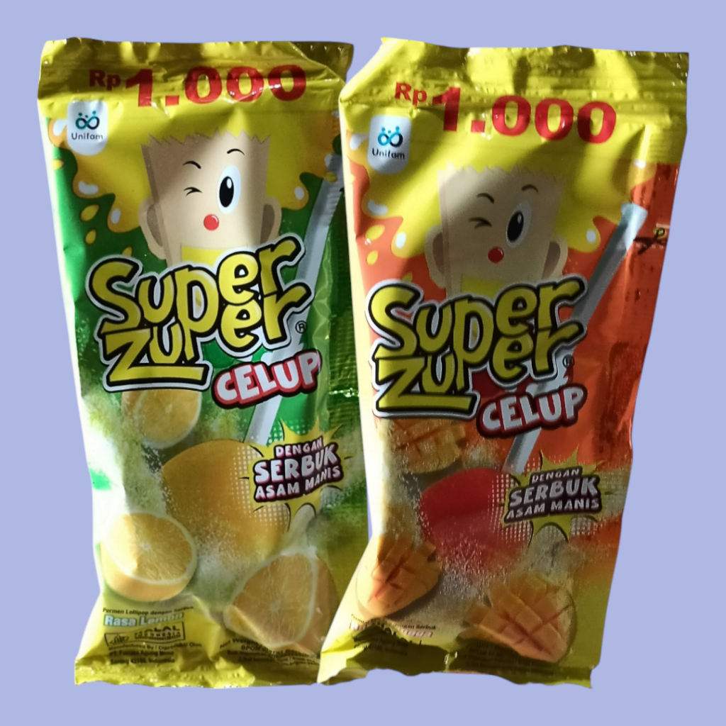 

SUPER ZUPER Celup Permen Lolipop Dengan Serbuk Asam Manis 6gr [10 pcs/renceng]