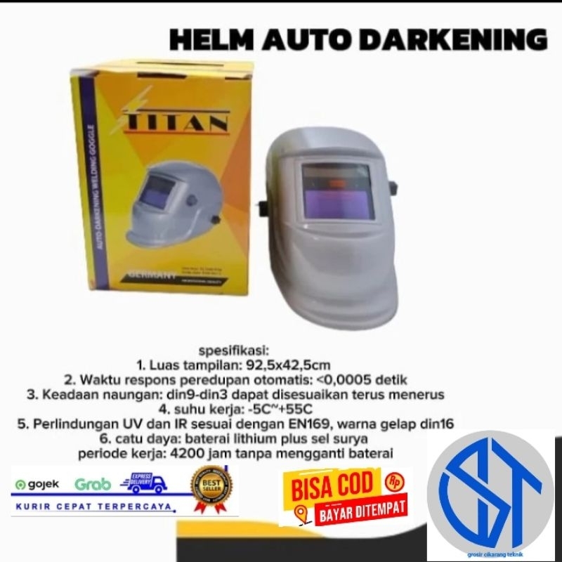 Helm las auto darkening welding, helm las otomatis google TITAN ORIGINAL