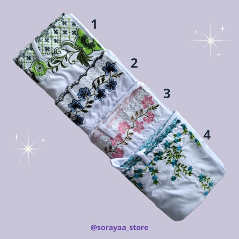 MUKENA TERUSAN LAJURAN PUTIH RAYON BORDIR DEWASA