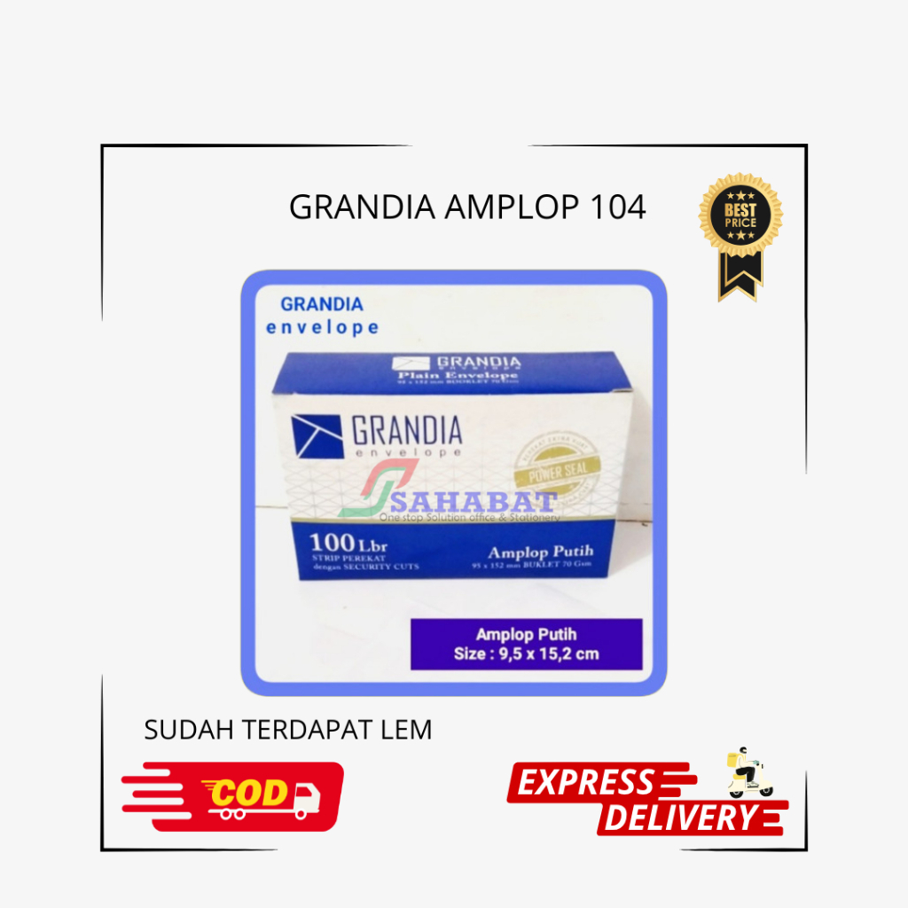 

GRANDIA AMPLOP 104 / AMPLOP MURAH /SATU PAK ISI 100