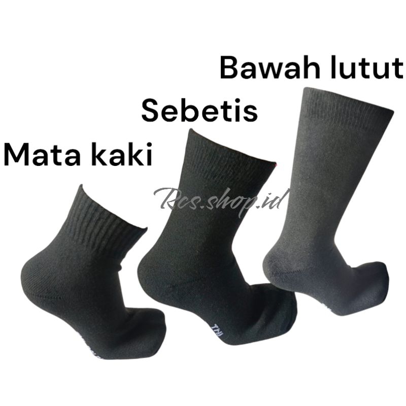 kaus kaki tebal pria dewasa, kaus kaki TNI/POLRI, hitam polos, panjang dan pendek,katun spandek teba