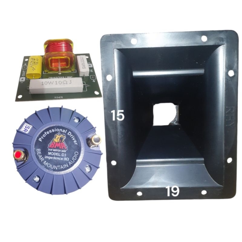 Paket Tweeter BMA D3 Plus Corong 15x19 Plastik Dan Crossover Tweeter