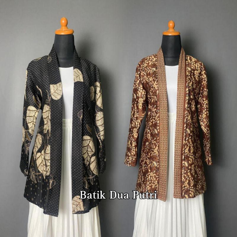 Blazer Batik Wanita Atasan Outer Batik Modern Lengan Panjang Cardigan Seragam Batik Kantor