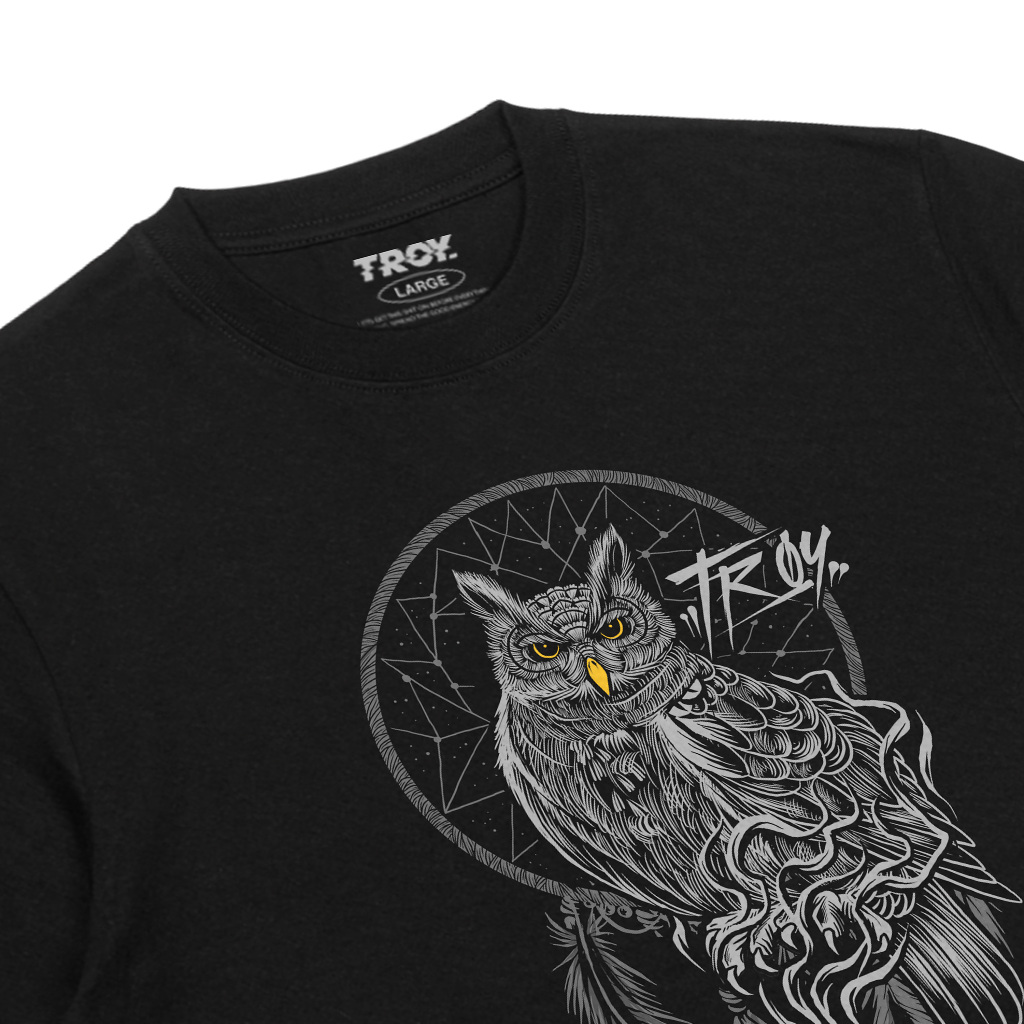 Troy Company Tshirt Black Dreamcatcher Owl - Kaos Pria Lengan Pendek Hitam MT 2860