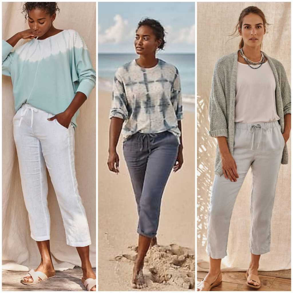 Celana J.Jill Linen Slim-Leg Drawstring Crop Pants