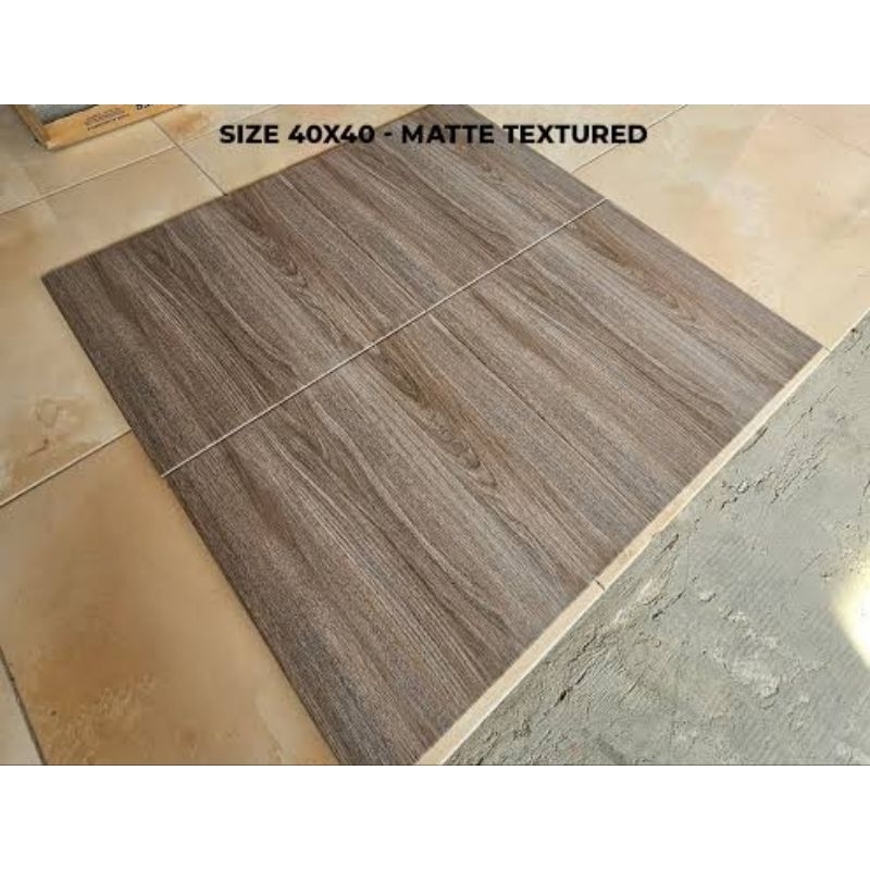 Keramik 40x40 Lantai Kasar Teras MOTIF KAYU Almira Coffee