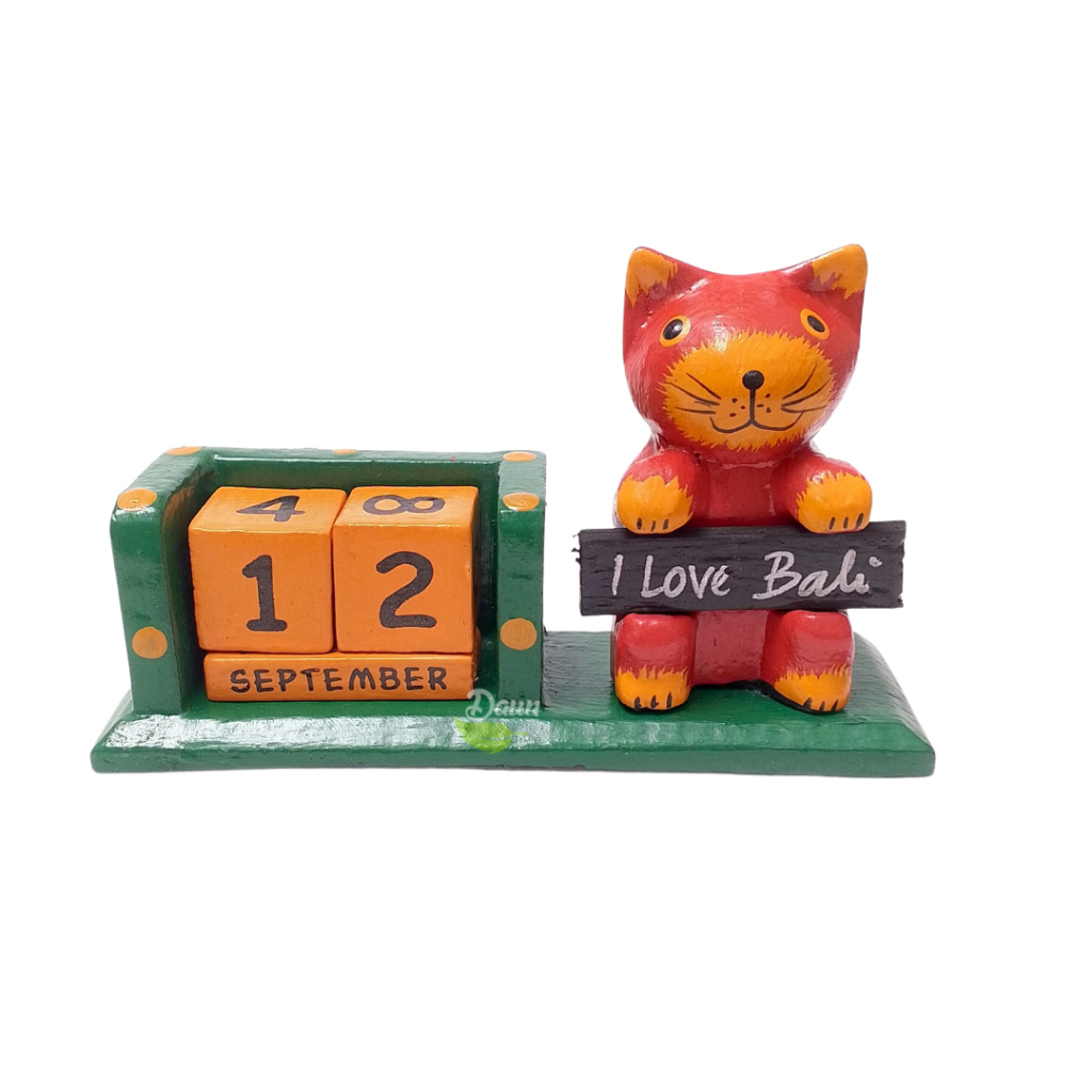 

Kalender Kodok / Kucing Kayu L | Kalender Abadi | Home Decor Unik