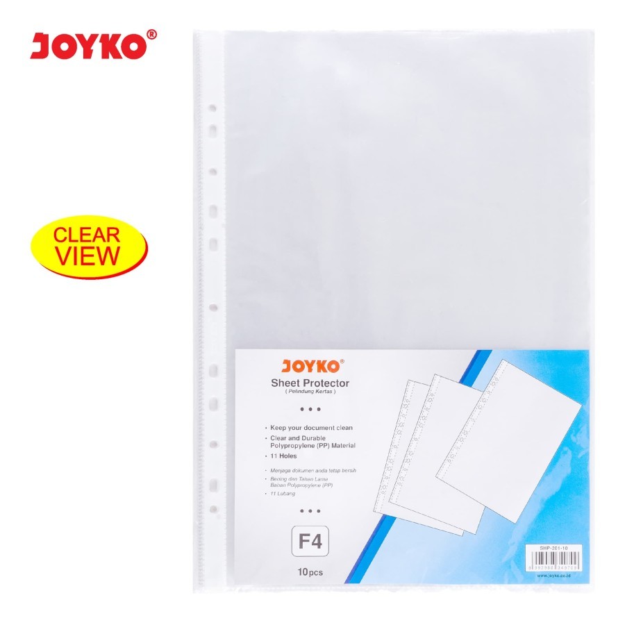 

Joyko SHP-201 F4 Sheet Protector / PP Pocket / Pelindung Kertas Ukuran FOLIO, 1 Pack 10 Pcs