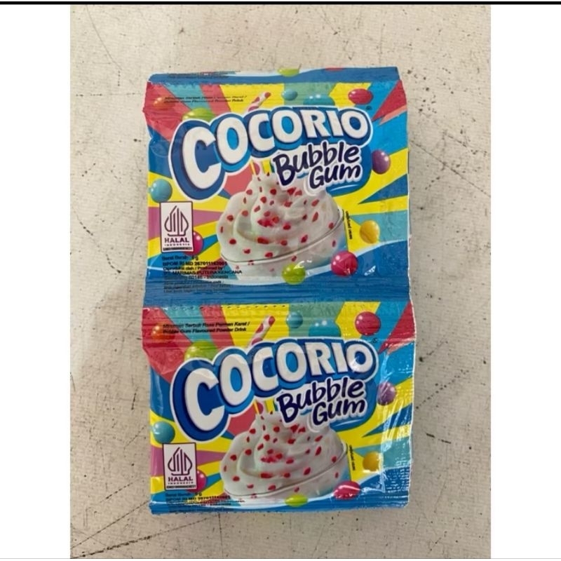 

minuman serbuk cocorio bubble gum kemasan 1 renceng isi 10pcs