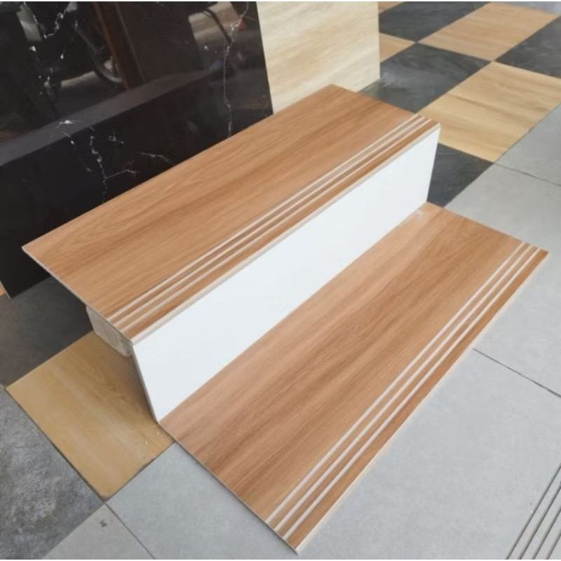 GRANIT TANGGA 1 SET PIJAKAN MOTIF KAYU 30X80 PIJAKAN DAN 20 X 80  /1 SET 2 PCS CUSTOM UKURAN DAN BOR