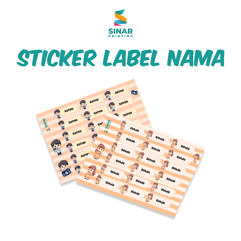 

SINAR PRINTING - Stiker Label Nama Anak Custom - Nama Karakter - Stiker Sekolah Nama Karakter
