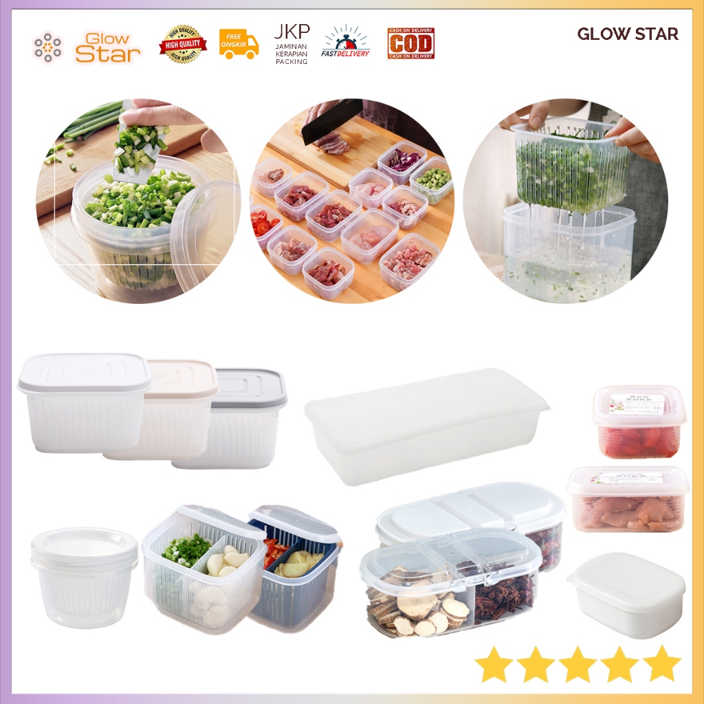 Kotak Toples penyimpan segar daun bawang kotak penyimpanan dengna wadah air lauk kulkas dapur kotak 