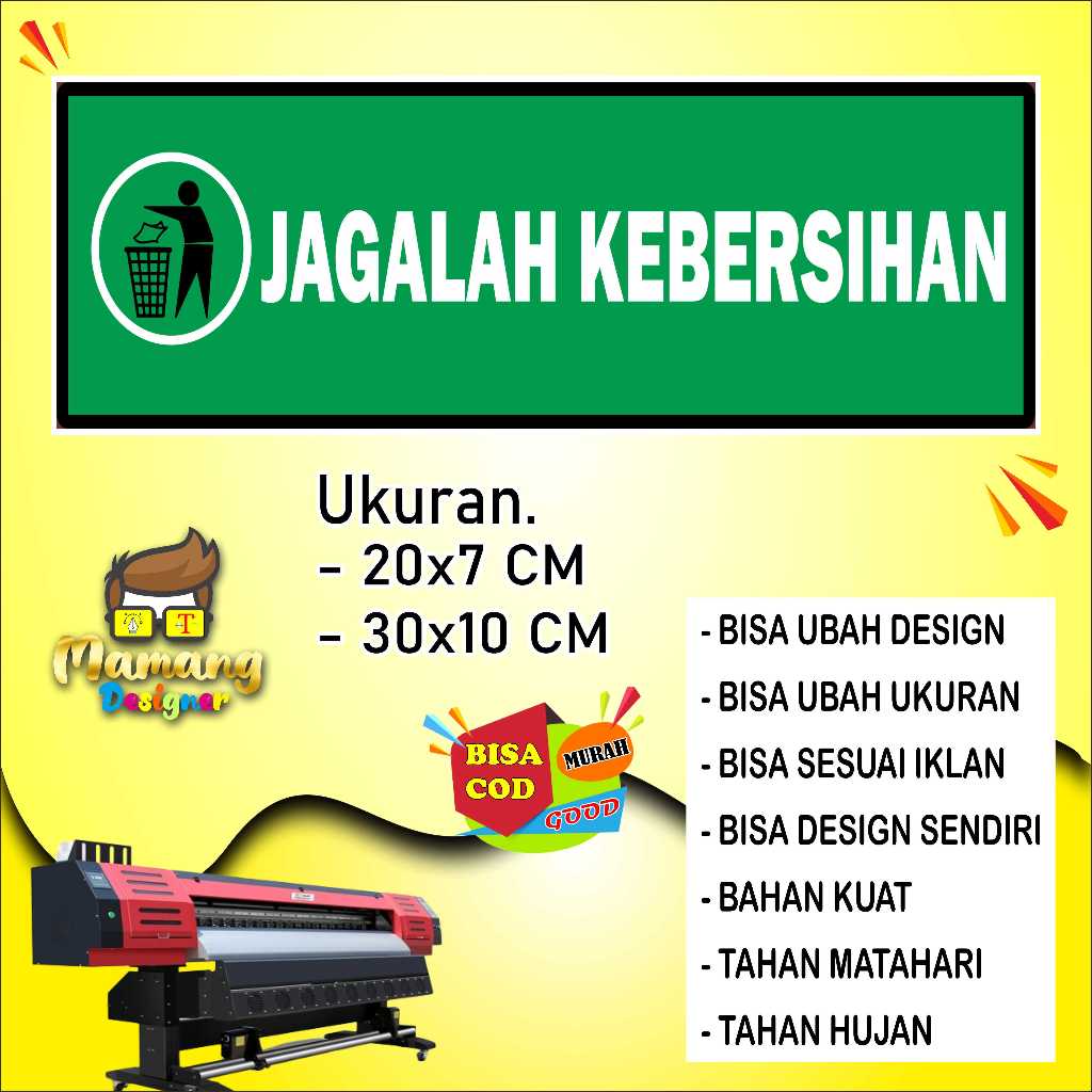 

Stiker Tempelan Untuk di Tembok Jagalah Kebersihan Hijau