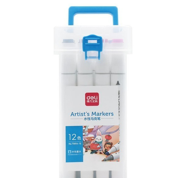 

DELI - 70816-12 Sketch Marker / Water-based Marker / Spidol Sketsa Double Tip 12 warna